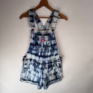 Dickies Tie-Dye Blue & White Short Overalls